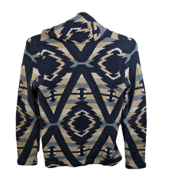 Chaps Women's Large Knit Western Weave Blue / White/ Creme Cardigan - Picture 5 of 8